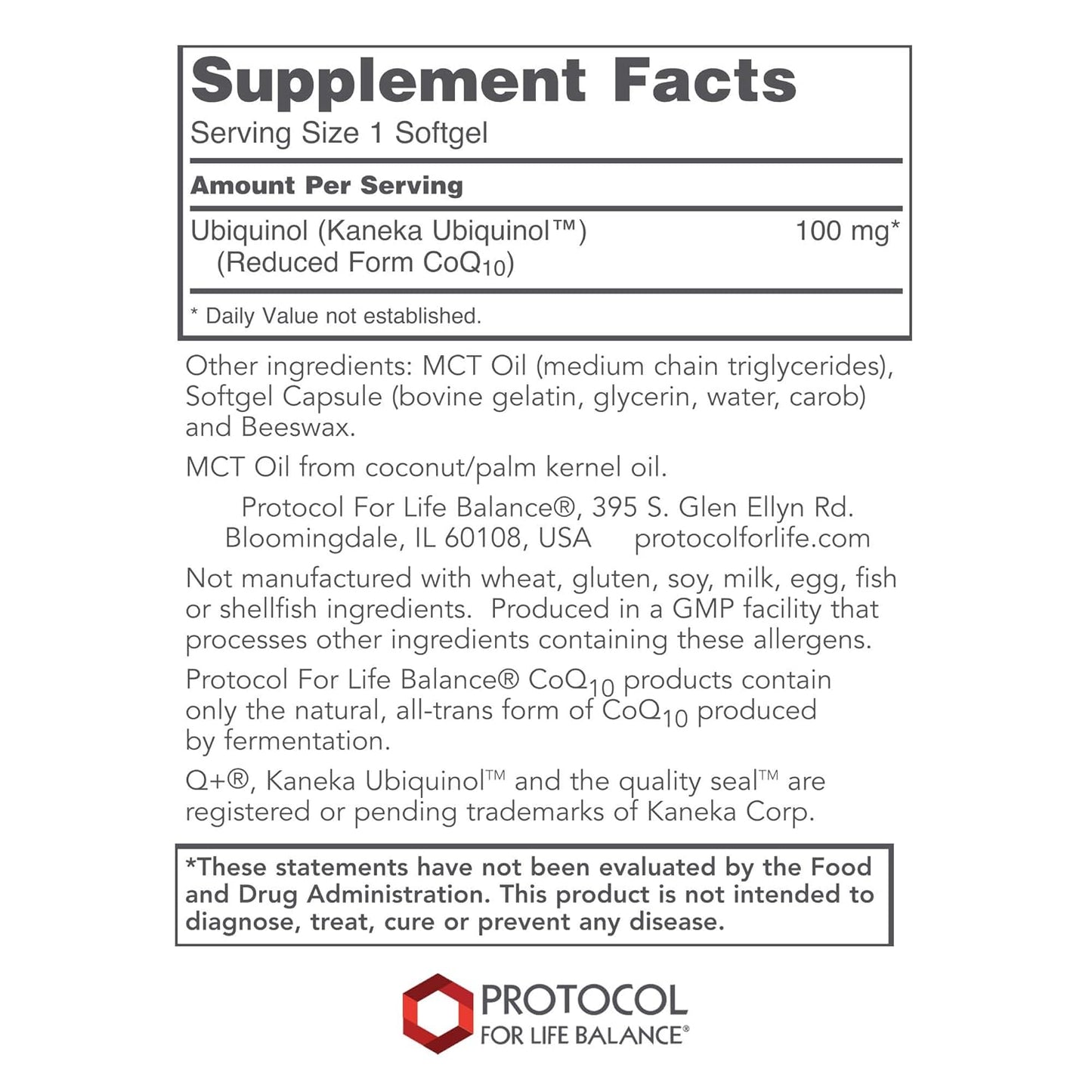 Ubiquinol 100mg Softgels for Cardiovascular Support, Energy Production, Heart Health - 60 Count