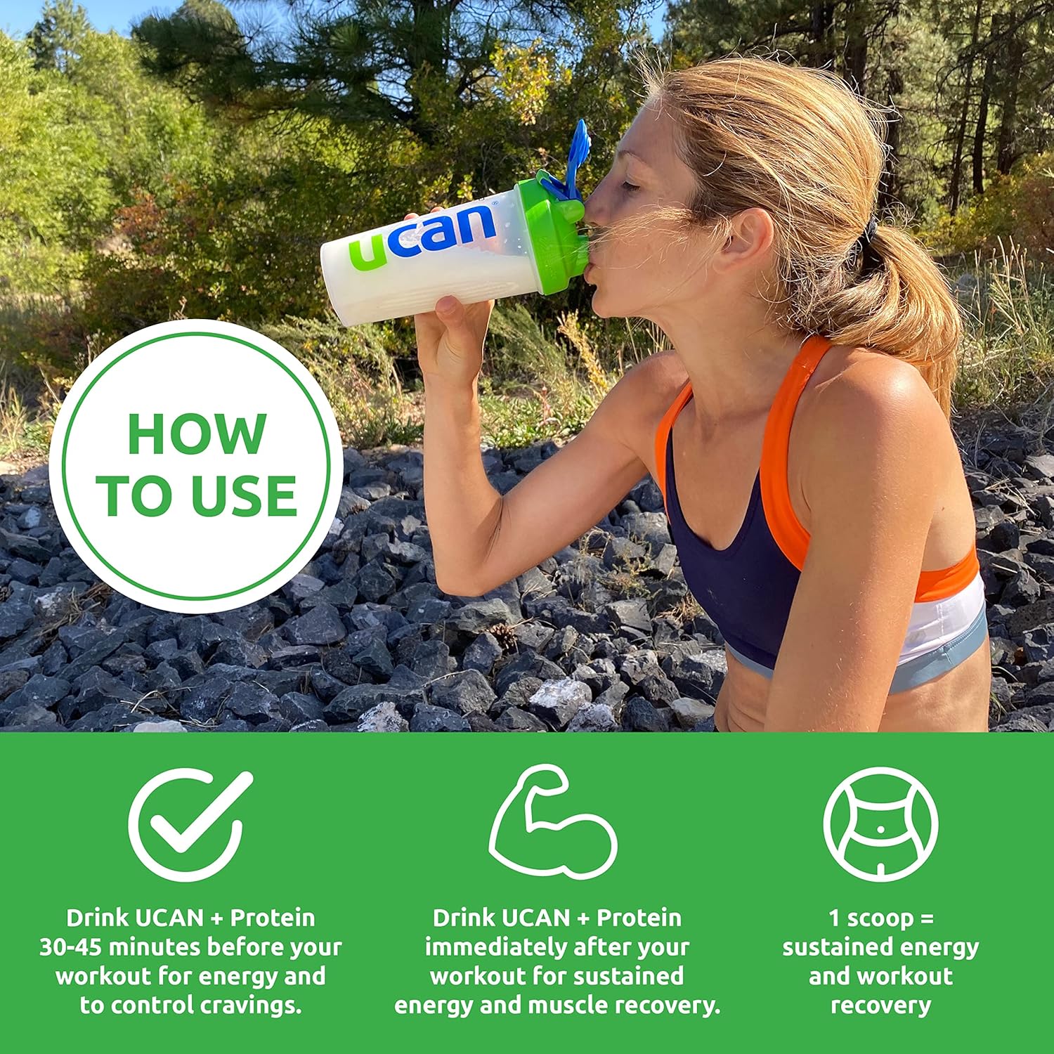 UCAN Energy Whey Protein Powder with 19g Protein per Serving, EAAs & BCAAs, Keto-Friendly, Cocoa Flavor - 12 Servings