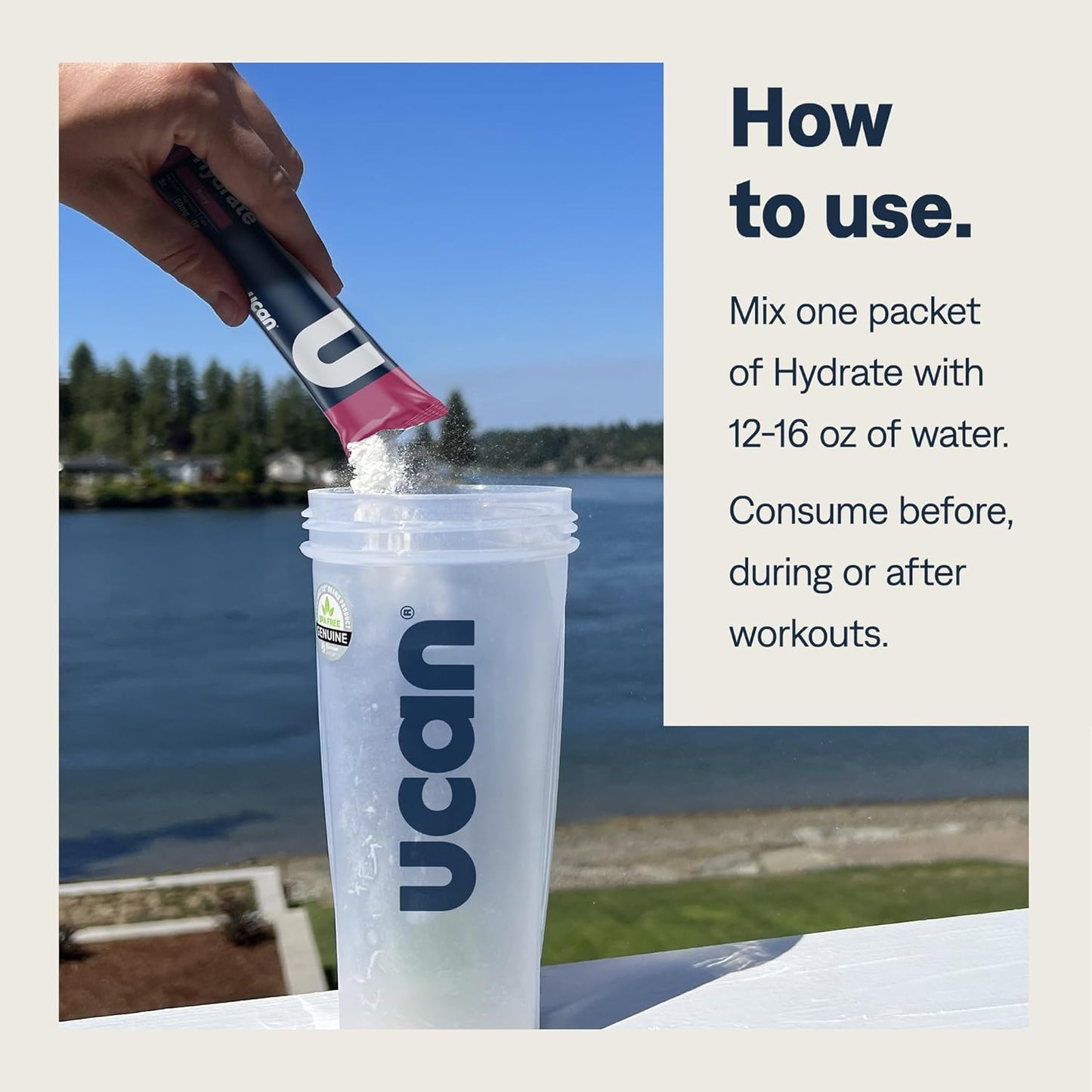 UCAN Hydrate Watermelon Electrolyte Drink Mix - 12 Stickpacks, Sugar-Free, Keto, Vegan, Non-GMO, Gluten-Free - Potassium & Magnesium for Runners