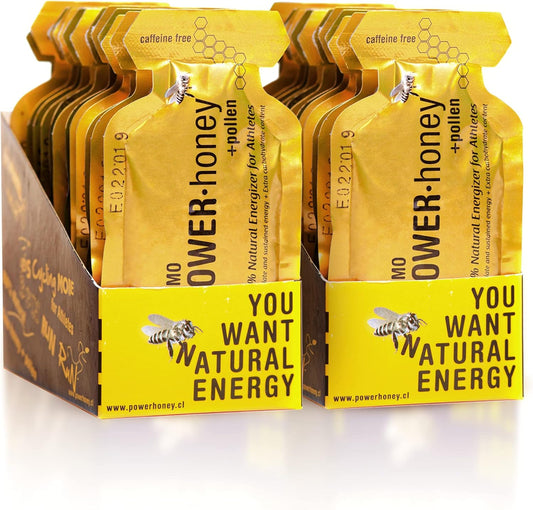 ULMO POWER· HONEY Classic Energy Gel Pack - 24 Units, 1.3 Oz Each - Caffeine-Free Formula