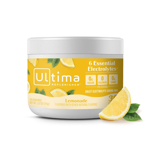 Ultima Replenisher Lemonade Electrolyte Powder Drink Mix - 30 Servings - Hydration Powder with 6 Electrolytes and Trace Minerals - Keto, Vegan, Non-GMO, Sugar-Free