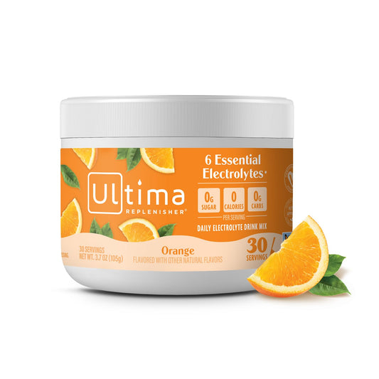Ultima Replenisher Orange Electrolyte Powder Drink Mix - 30 Servings - Hydration with 6 Electrolytes - Keto, Vegan, Non-GMO, Sugar-Free