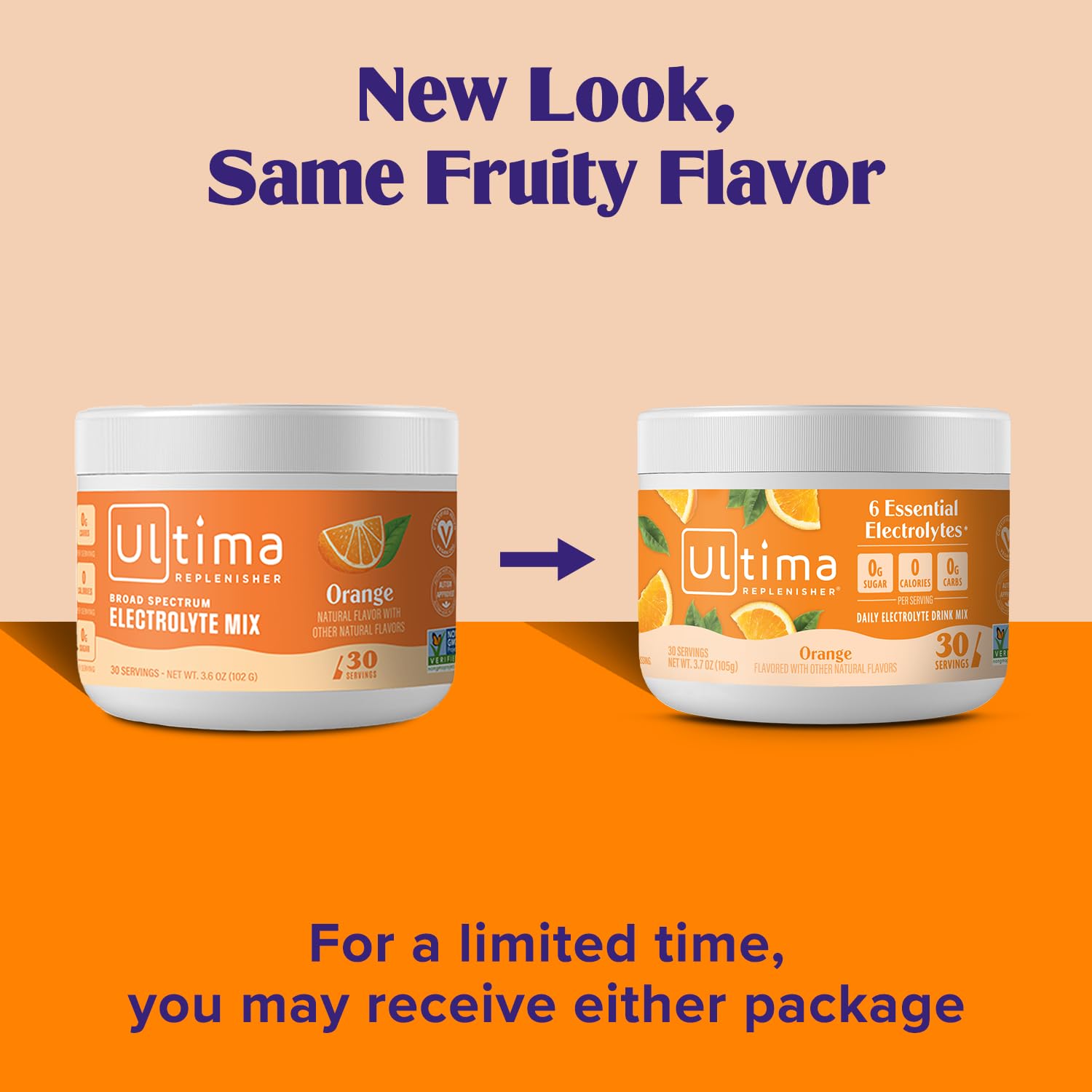 Ultima Replenisher Orange Electrolyte Powder Drink Mix - 30 Servings - Hydration with 6 Electrolytes - Keto, Vegan, Non-GMO, Sugar-Free