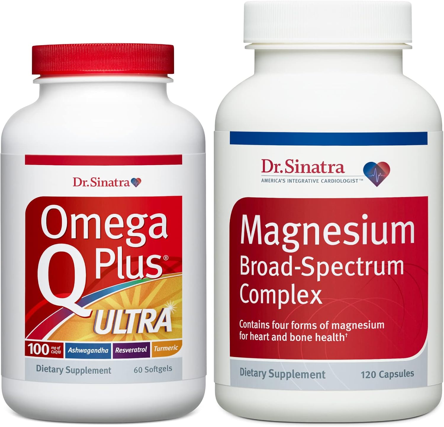 Ultimate Heart Health Bundle with Dr. Sinatra Omega Q Plus Ultra, CoQ10, Ashwagandha, and Magnesium for Cardiovascular Support
