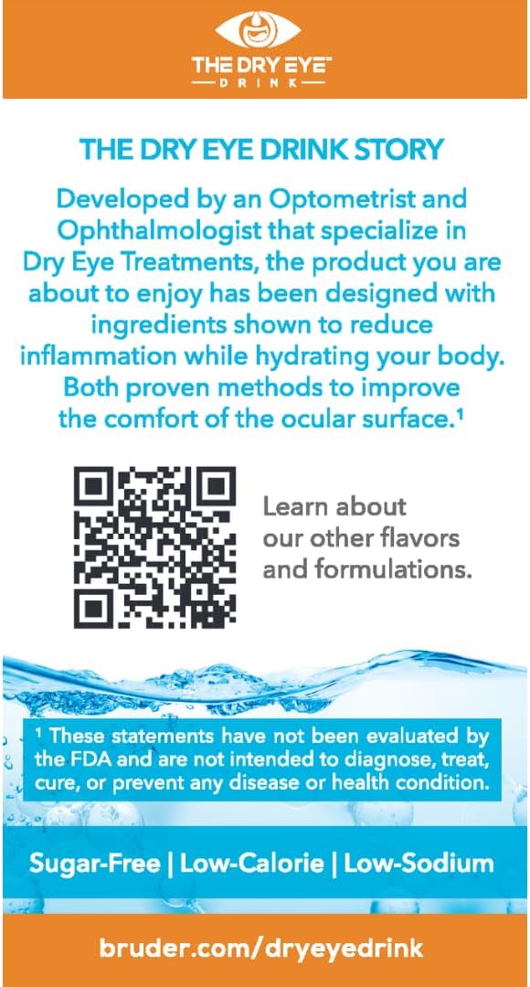 Ultimate Hydration Powder Packets for Dry Eyes - Sugar-Free Electrolyte Blend with Vitamins, Green Tea, Turmeric, Taurine, and DHA - 5g x 10 Packets - Orange Flavor