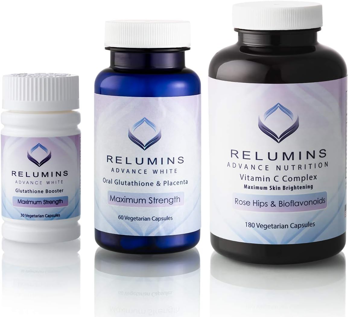 Ultimate Lightening Set with Relumins Advanced White Oral Glutathione, Vitamin C MAX & Booster Capsules - Enhanced with Rose HIPS