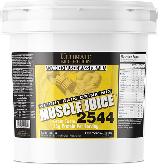 Ultimate Nutrition Muscle Juice 2544 Weight Gain Drink Mix, Whey Protein Blend, 10.45 lbs - Banana Flavor