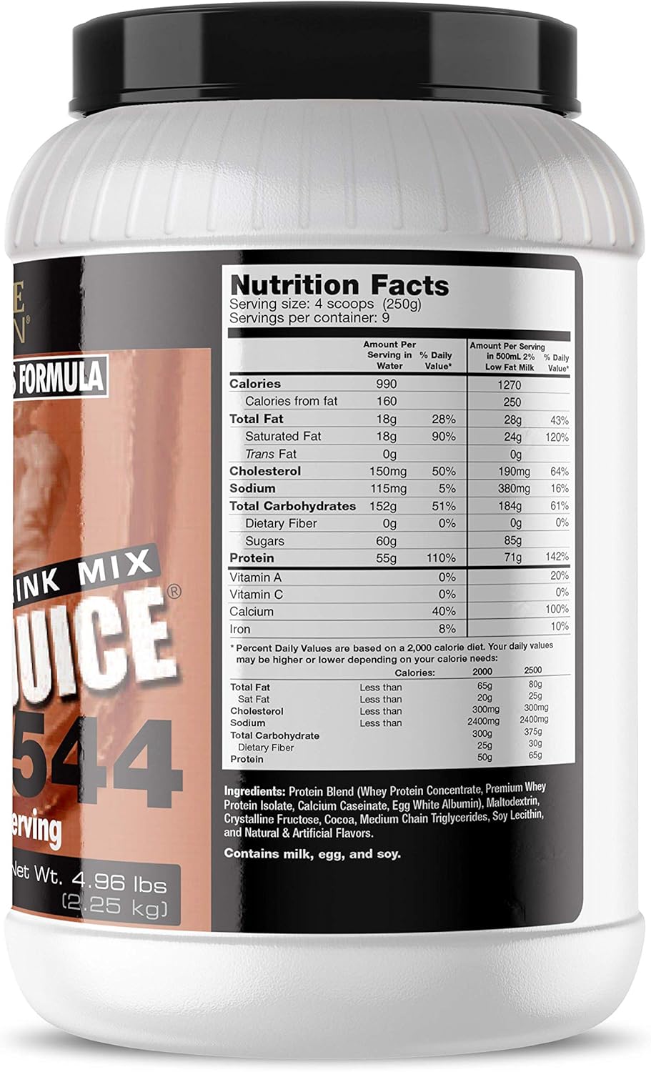 Ultimate Nutrition Muscle Juice 2544 Whey Protein Isolate, Chocolate, 4.96 Pounds - High Calorie Weight Gain Drink with 55g Protein