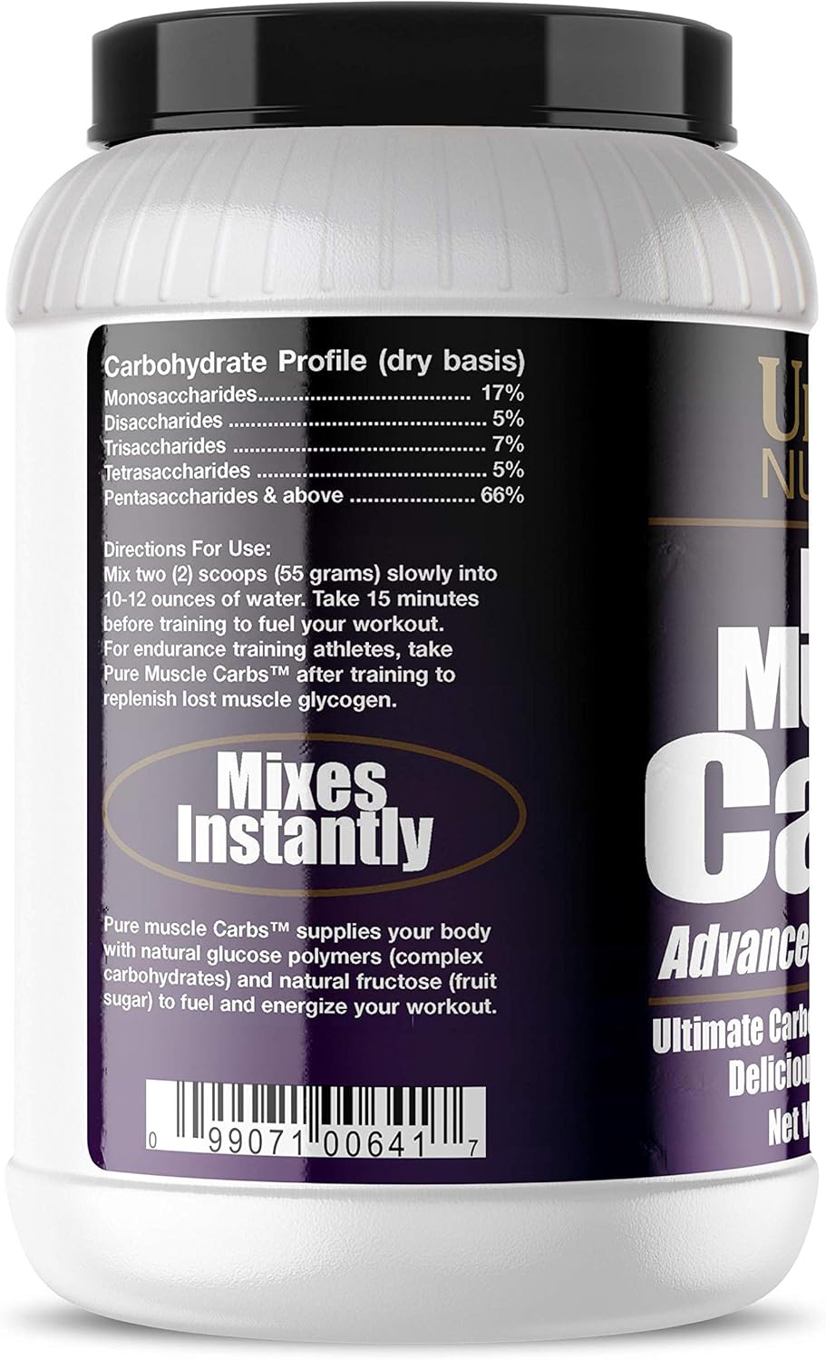 Ultimate Nutrition Pure Muscle Carbs: Complex Carb Powder for Energy - No Fat, No Cholesterol - Grape Flavor, 2.75 lbs