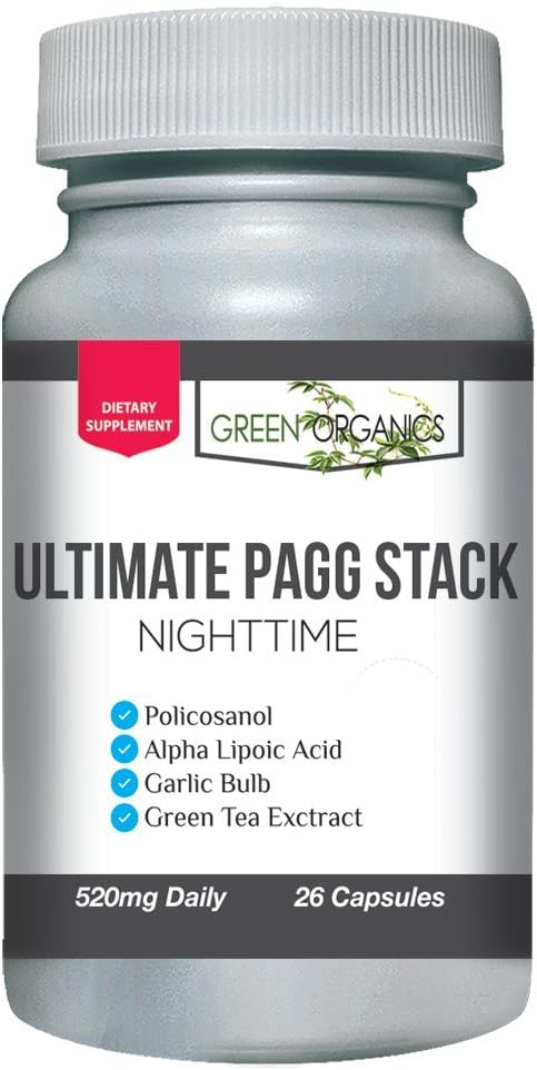Ultimate PAGG Stack™ 4 Hour Body Supplement with Green Organics - Policosanol, Alpha Lipoic Acid, Green Tea Flavonols, Garlic Extract