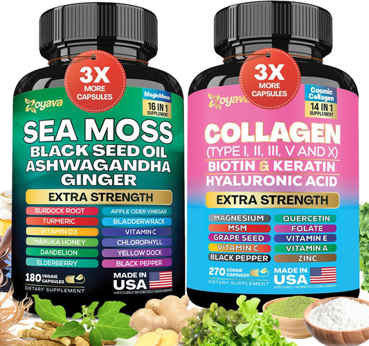Ultimate Radiant Wellness Bundle with Sea Moss, Black Seed Oil, Ashwagandha, and More - 90 Day Supply