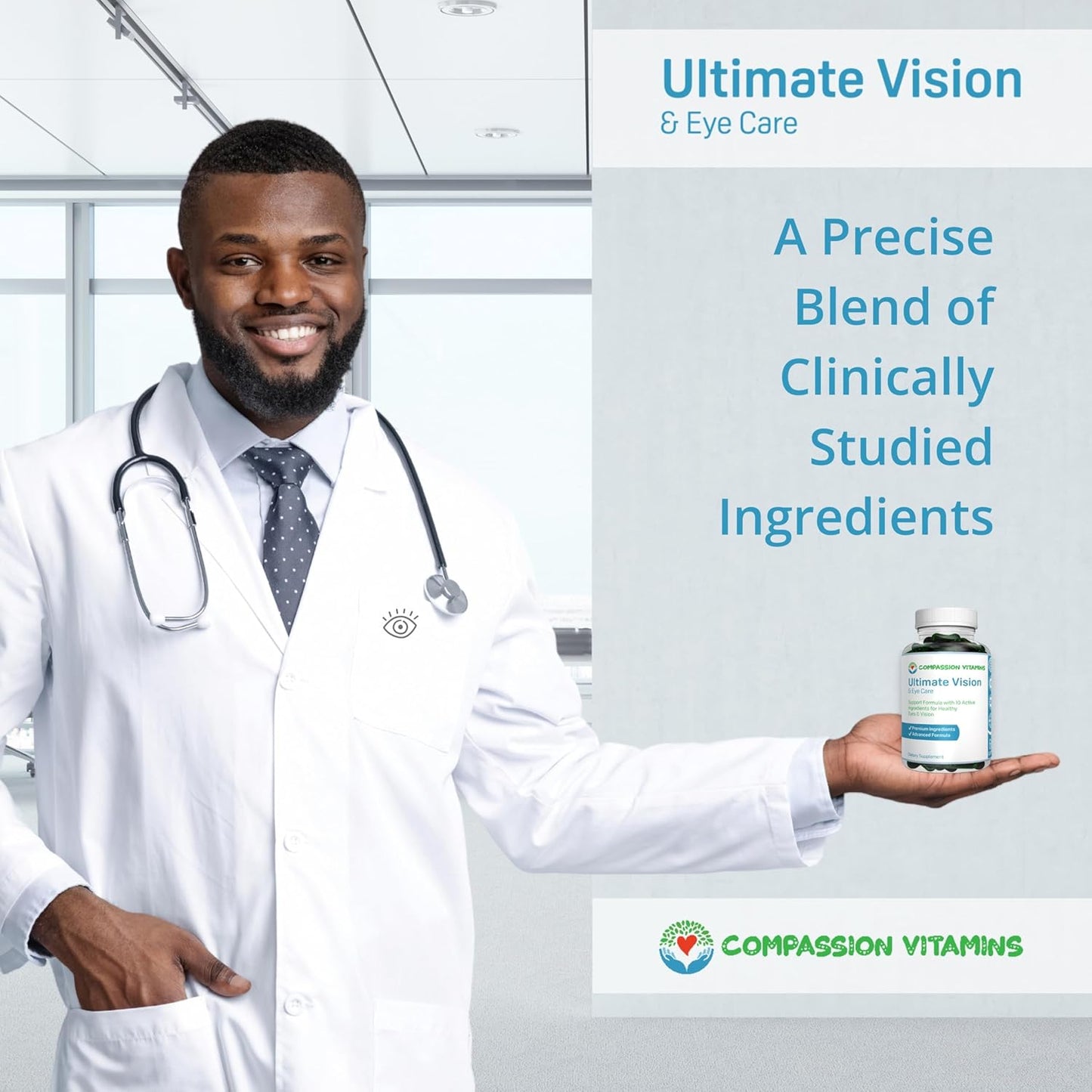 Ultimate Vision Care Supplement with Areds 2 Formula - 60ct - Lutein, Zinc, Vitamin A, Bilberry, Turmeric