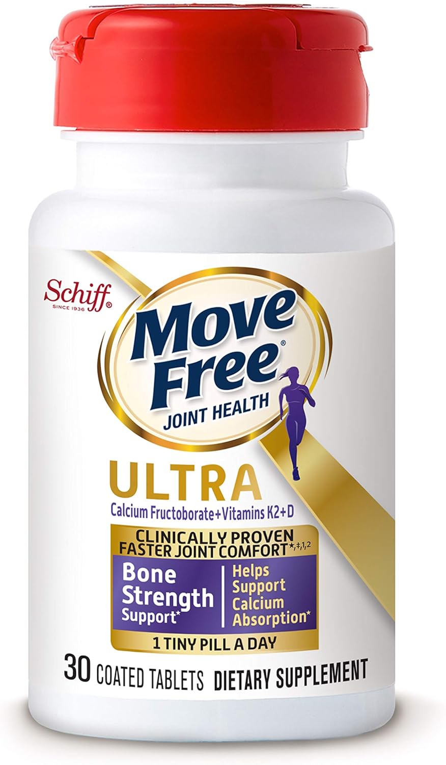 Ultra Bone Strength Support Tablets with Vitamins D & K2, Calcium Fructoborate, and Faster Joint Comfort - 30 Count