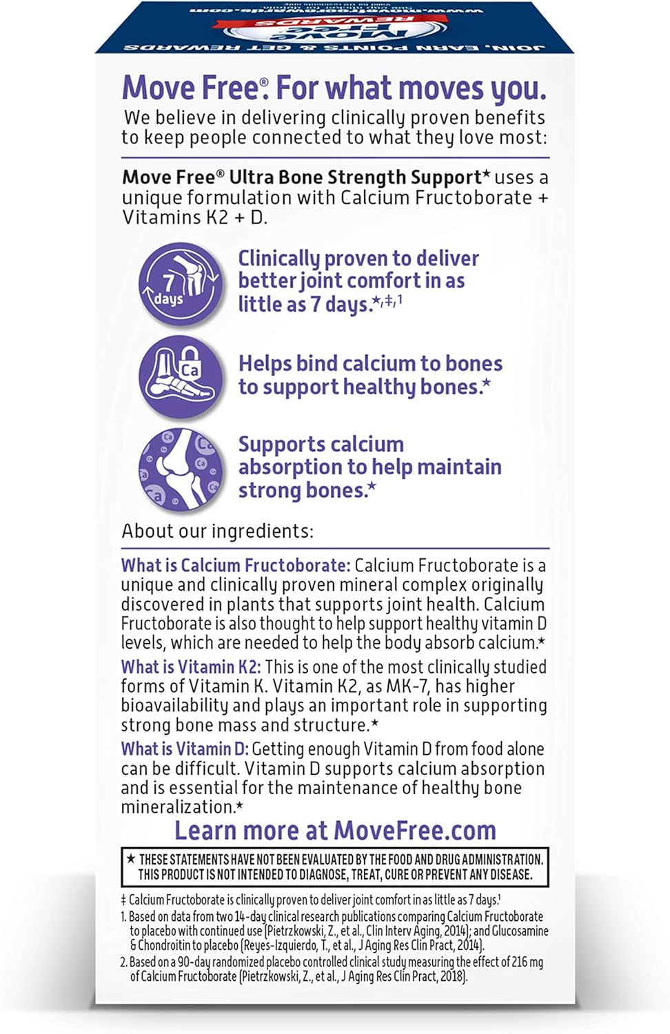 Ultra Bone Strength Support Tablets with Vitamins D & K2, Calcium Fructoborate, and Faster Joint Comfort - 30 Count