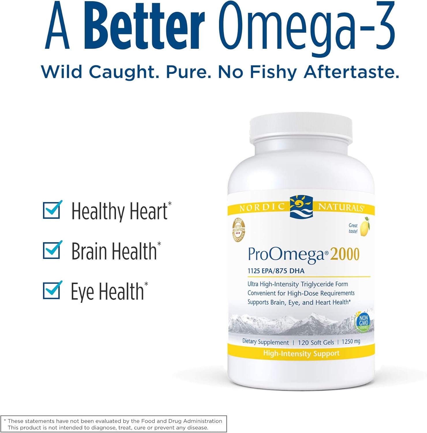 Ultra High-Potency Nordic Naturals ProOmega 2000 Lemon Flavor Soft Gels - 2150mg Omega-3 EPA & DHA for Brain, Eye, Heart, & Immune Health - Non-GMO - 60 Servings