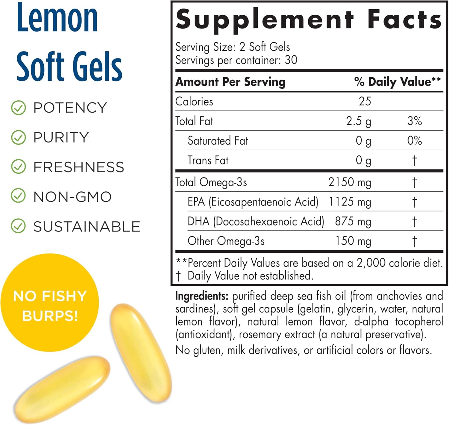 Ultra High-Potency Nordic Naturals ProOmega 2000 Lemon Fish Oil Soft Gels - 2150mg Omega-3 EPA & DHA - Brain, Eye, Heart, & Immune Health Support - Non-GMO - 60ct