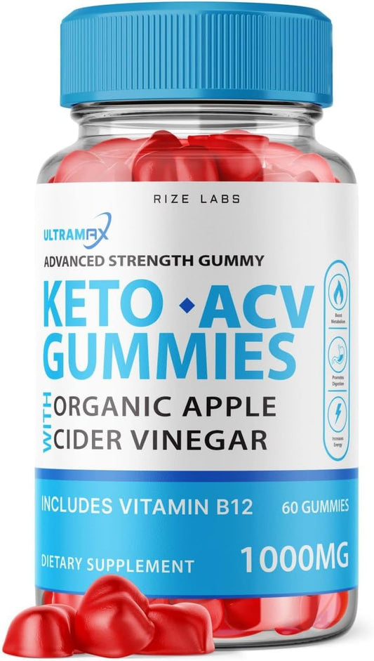 Ultra Max Keto ACV Gummies - Advanced Weight Loss Supplement with Apple Cider Vinegar, Reduces Belly Fat, Extra Strength - 60 Gummies