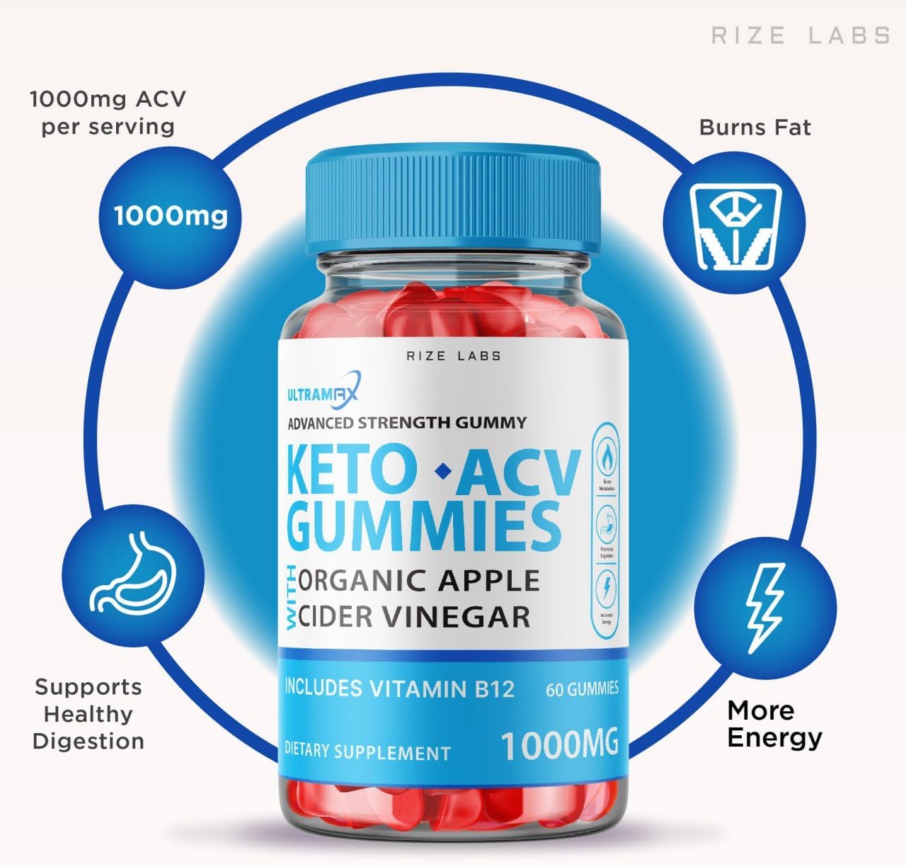 Ultra Max Keto ACV Gummies - Advanced Weight Loss Supplement with Apple Cider Vinegar, Reduces Belly Fat, Extra Strength - 60 Gummies