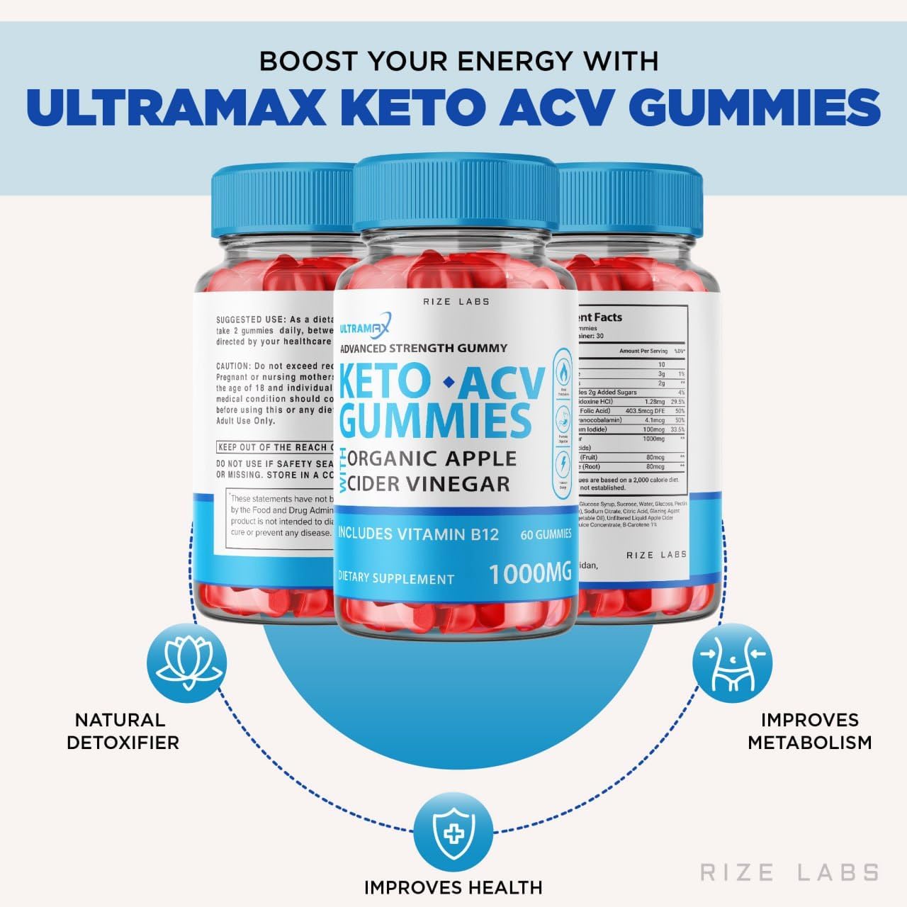 Ultra Max Keto ACV Gummies - Advanced Weight Loss Supplement with Apple Cider Vinegar, Reduces Belly Fat, Extra Strength - 60 Gummies