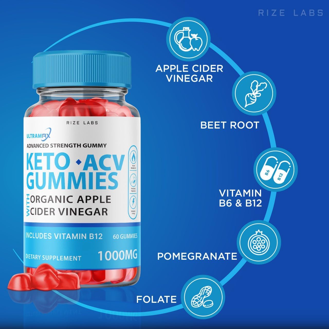 Ultra Max Keto ACV Gummies - Advanced Weight Loss Supplement with Apple Cider Vinegar, Reduces Belly Fat, Extra Strength - 60 Gummies