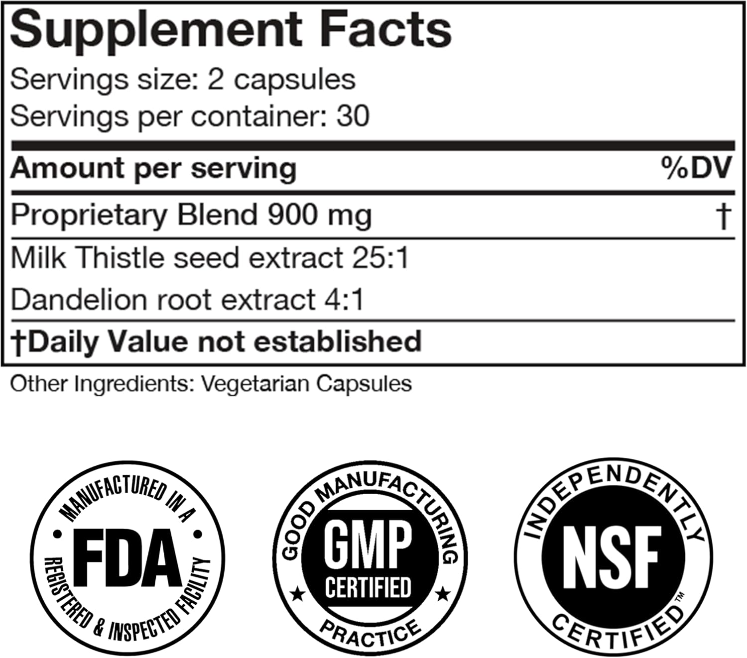 Ultra Potent Milk Thistle Supplement for Liver Detox Support - 15000mg with Dandelion Root - 60 Capsules - FDA-Registered Facility
