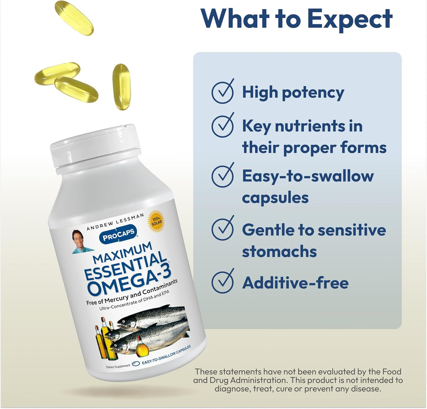 Ultra-Pure Maximum Essential Omega-3 Fish Oil Softgels - High DHA, No Mercury Supplement - Easy to Swallow Capsules