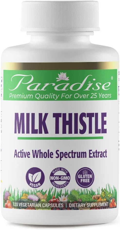 Ultra Pure Milk Thistle Extract Capsules - 120 Vegan Capsules, Non GMO, Gluten Free, High Potency Formula, Whole Spectrum Formula