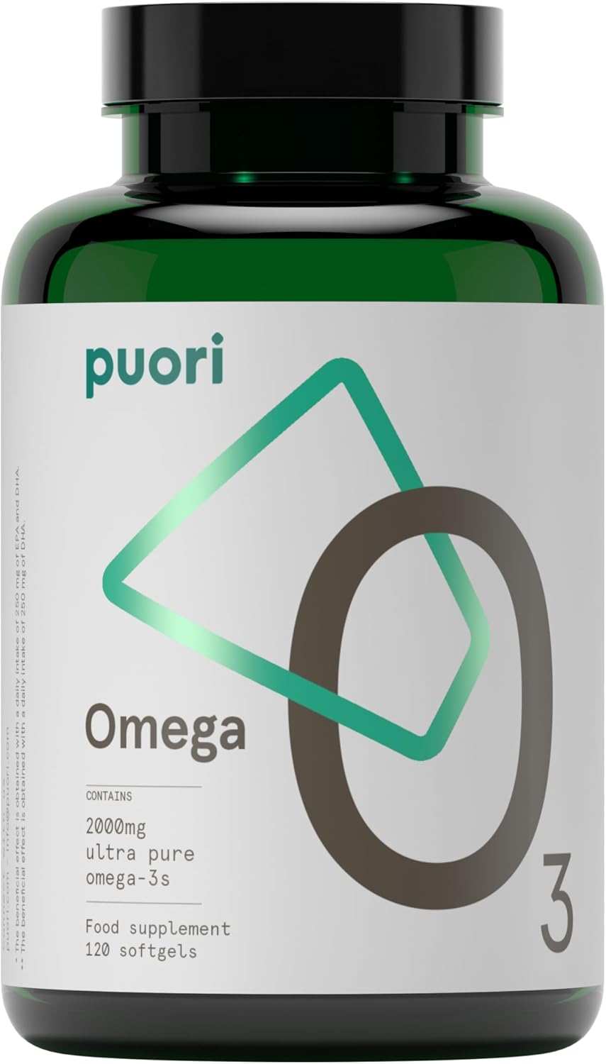 Ultra Pure Puori Omega-3 Fish Oil Softgels - 2000mg EPA & DHA - Heart, Brain, Eye Health - Burpless, IFOS Certified, Non-GMO - 120 Capsules
