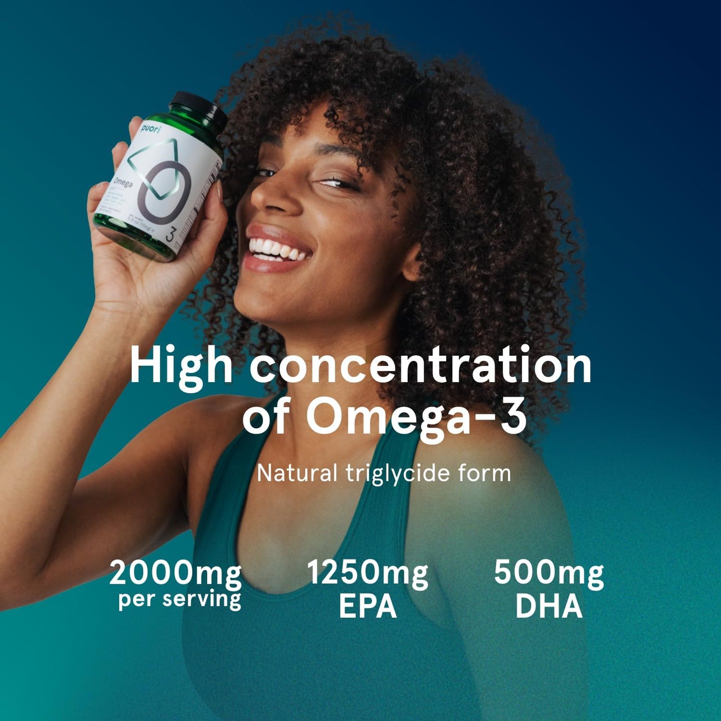 Ultra Pure Puori Omega-3 Fish Oil Softgels - 2000mg EPA & DHA - Heart, Brain, Eye Health - Burpless, IFOS Certified, Non-GMO - 120 Capsules