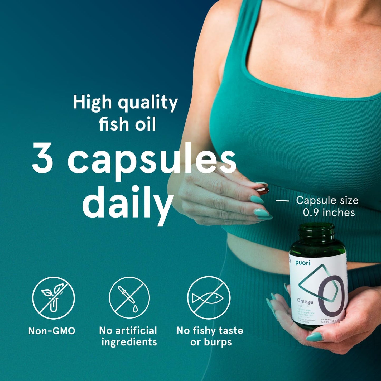 Ultra Pure Puori Omega-3 Fish Oil Softgels - 2000mg EPA & DHA - Heart, Brain, Eye Health - Burpless, IFOS Certified, Non-GMO - 120 Capsules