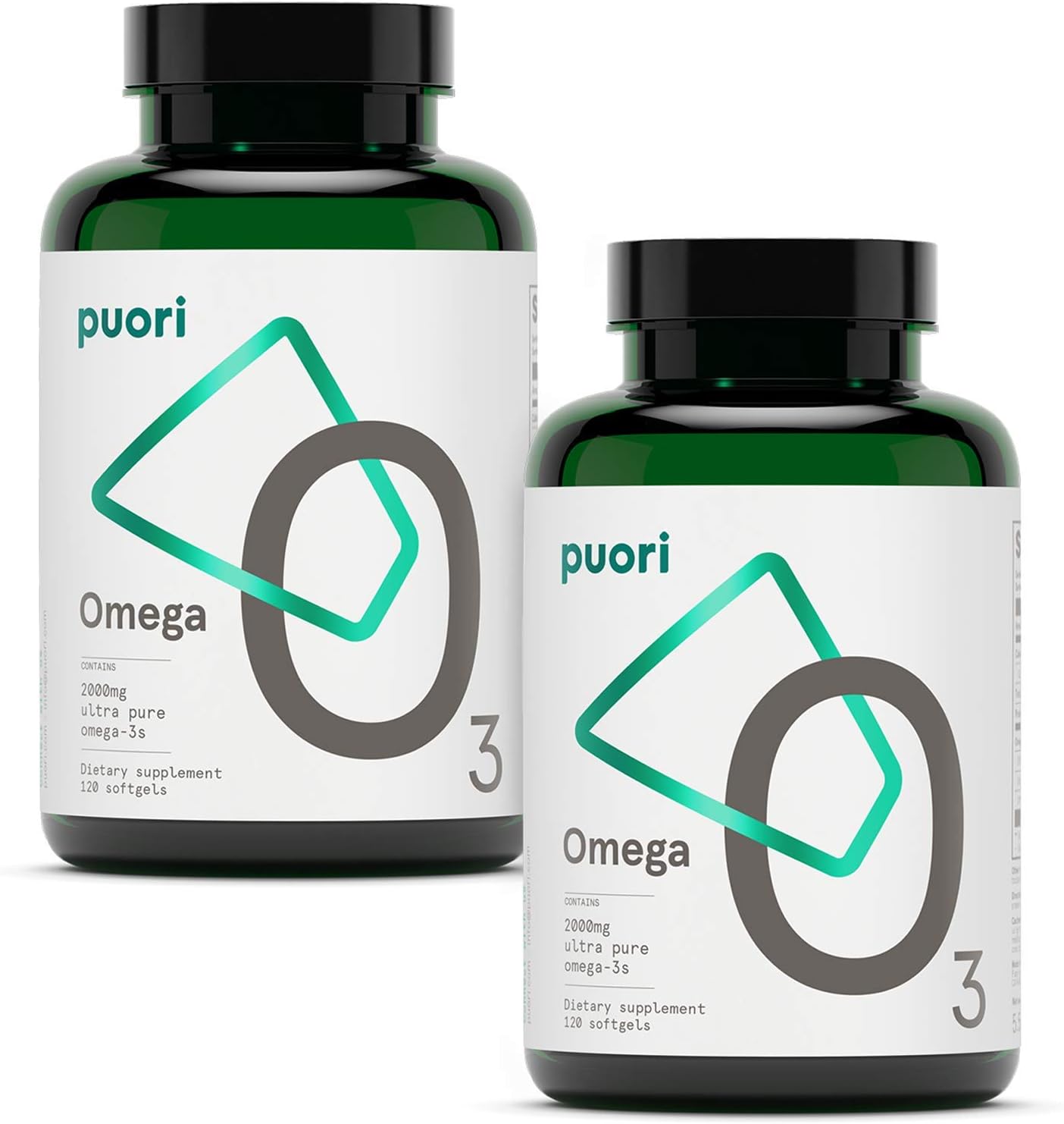 Ultra Pure Puori Omega-3 Fish Oil Softgels 2000mg - Heart & Eye Supplement - 240 Burpless, Non-GMO Capsules - IFOS Certified - O3-2000mg EPA 1250mg DHA 500mg