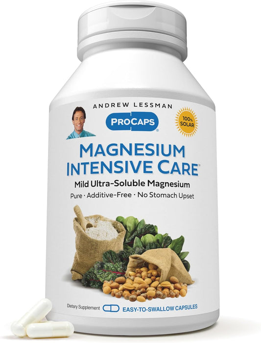 Ultra-Soluble Magnesium Capsules for Nerves, Muscles, Brain, Heart - 250 Capsules, 200mg Gentle Formula, No Additives