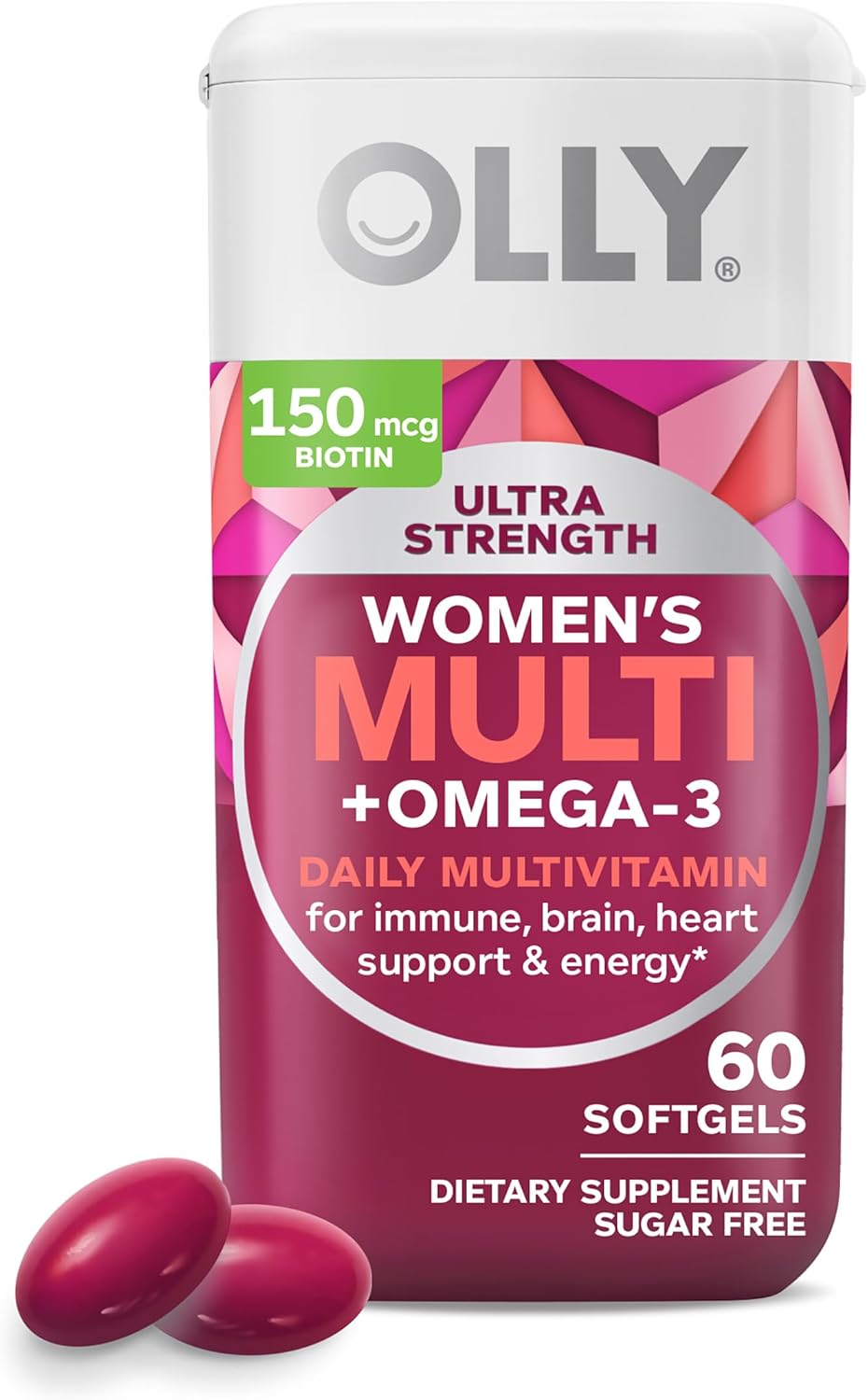 Ultra Strength Brain and Women's Multi Softgels, Nootropic for Brain Function, Memory, Focus, Overall Health, Immune Support, Omega-3s, Iron, Vitamins A, D
