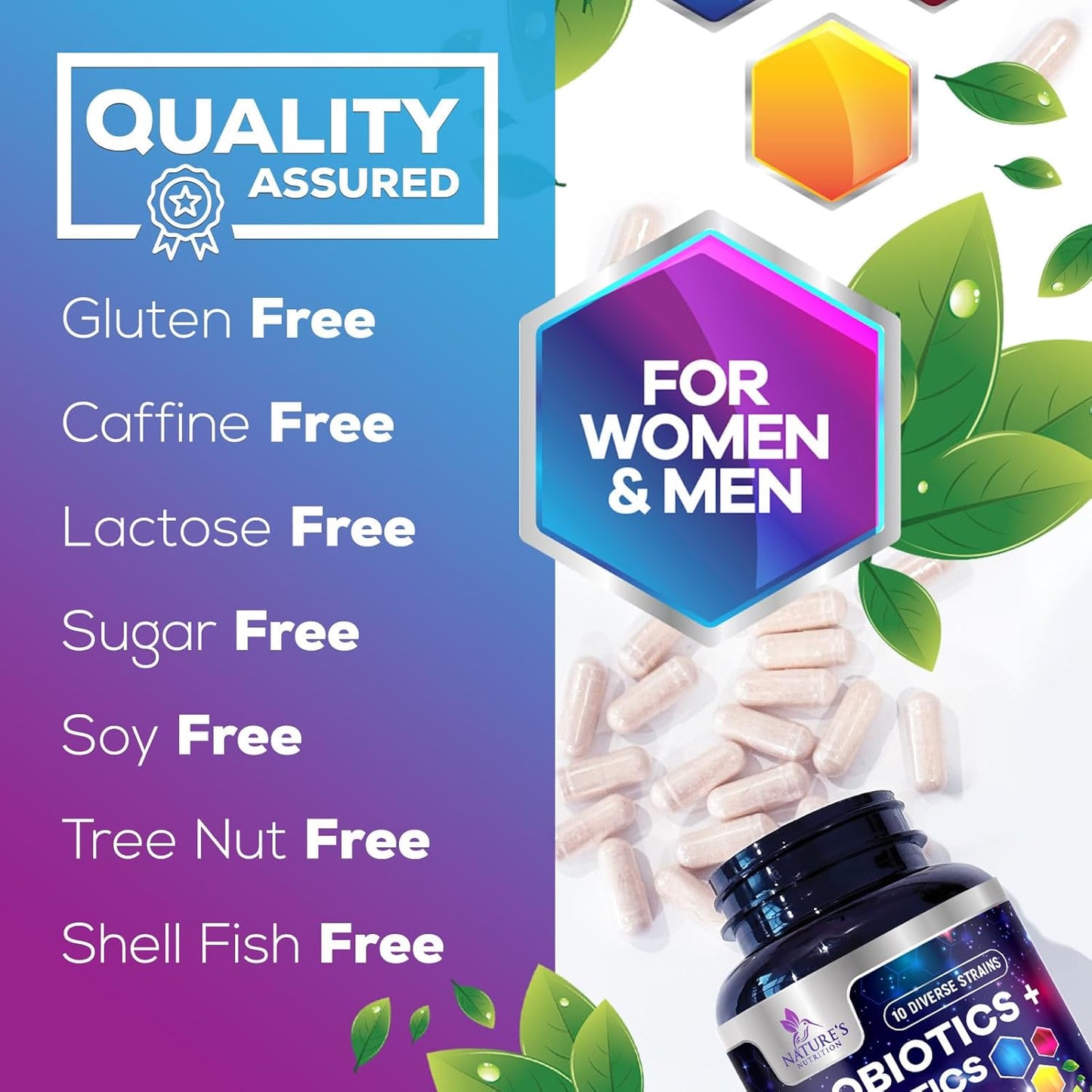 Ultra Strength Probiotic Supplement with 60 Billion CFU, 10 Strains - Digestive & Immune Health Support - 120 Capsules