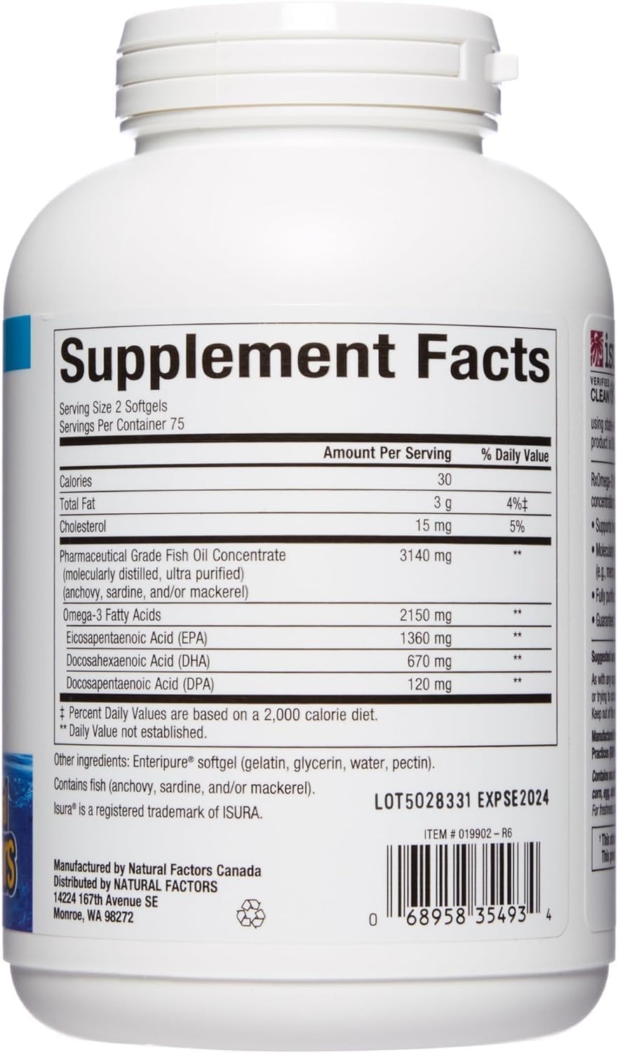 Ultra Strength RxOmega-3 Fish Oil - High Potency Formula, 2,150mg Omega-3 Per Serving, 150 Softgels, No Fishy Aftertaste