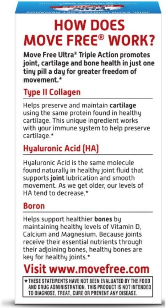 Ultra Triple Action Joint Health Supplement with Type II Collagen, Boron & HA for Bone Health, 30 Count