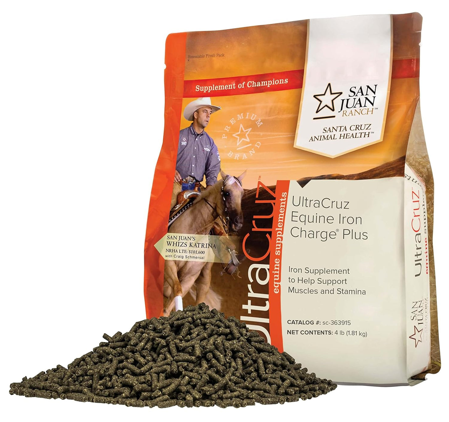 UltraCruz Equine Iron Charge Plus Supplement - 4 lb Pellets, 60 Day Supply for Horses