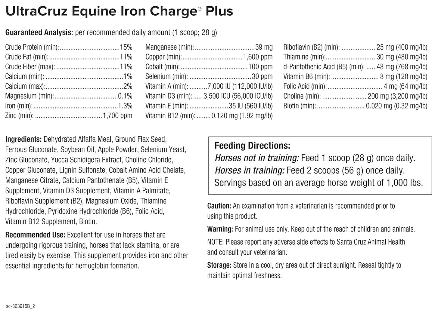 UltraCruz Equine Iron Charge Plus Supplement - 4 lb Pellets, 60 Day Supply for Horses