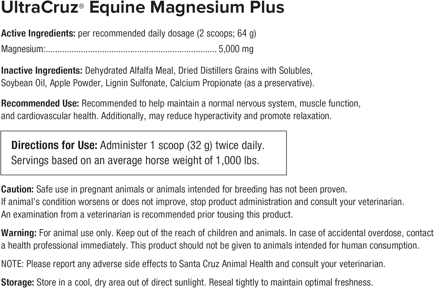 UltraCruz Equine Magnesium Plus Supplement - 10 lb Size