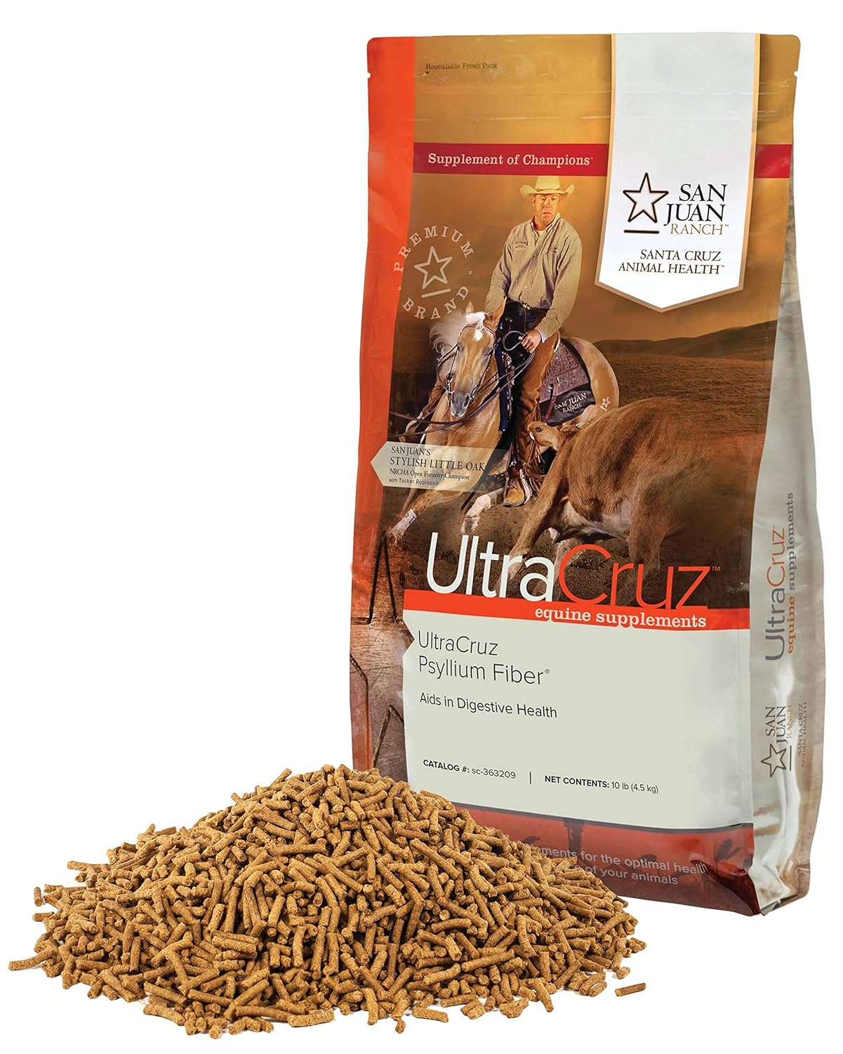 UltraCruz Equine Psyllium Fiber Pellet Supplement, 10 lb - 32 Day Supply for Horses