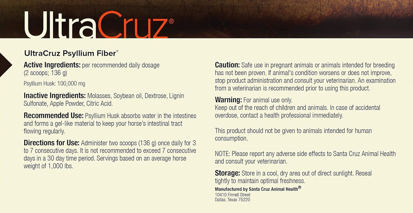 UltraCruz Equine Psyllium Fiber Pellet Supplement, 10 lb - 32 Day Supply for Horses