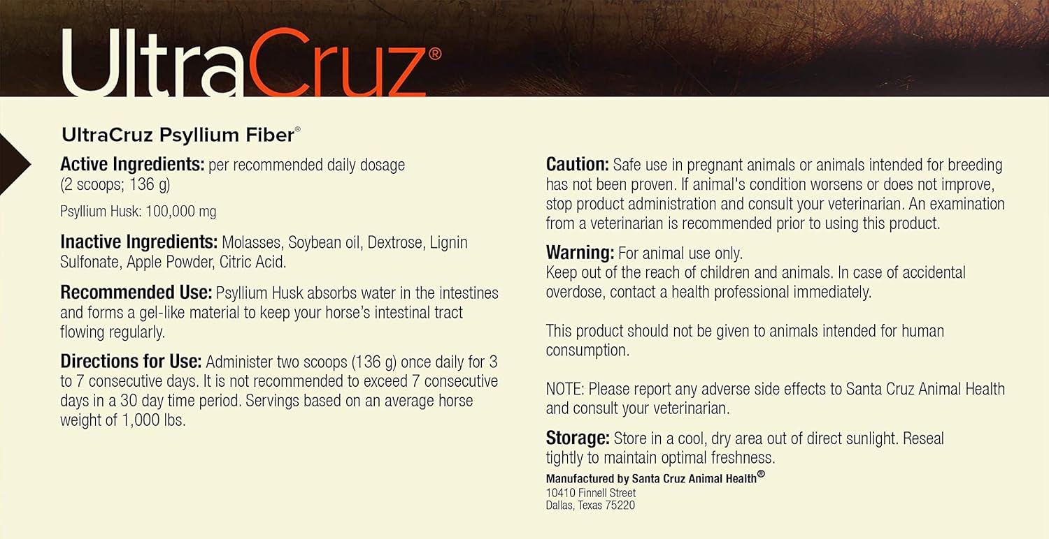 UltraCruz Equine Psyllium Fiber Pellet Supplement, 10 lb - 32 Day Supply for Horses