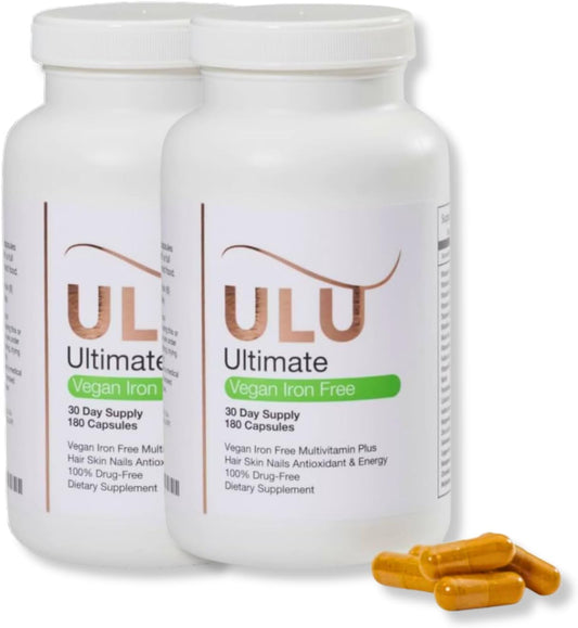 ULULIFE Ultimate Multivitamin Bundle: Vegan, Iron-Free Capsules for Stronger Hair, Skin, & Nails, Improved Antioxidant & Energy Levels, Better Sleep, Less Stress - 360 Capsules Total