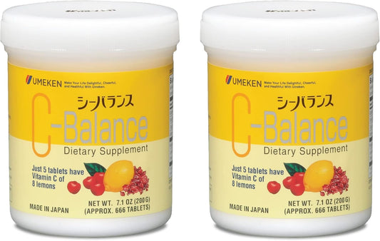 Umeken C-Balance Chewable Vitamin C Supplements, High Potency for Adults & Kids, Citric Acid & Gamma-linolenic Acid, 7.1oz, 200g, 4.5 Months Supply - Pack of 2