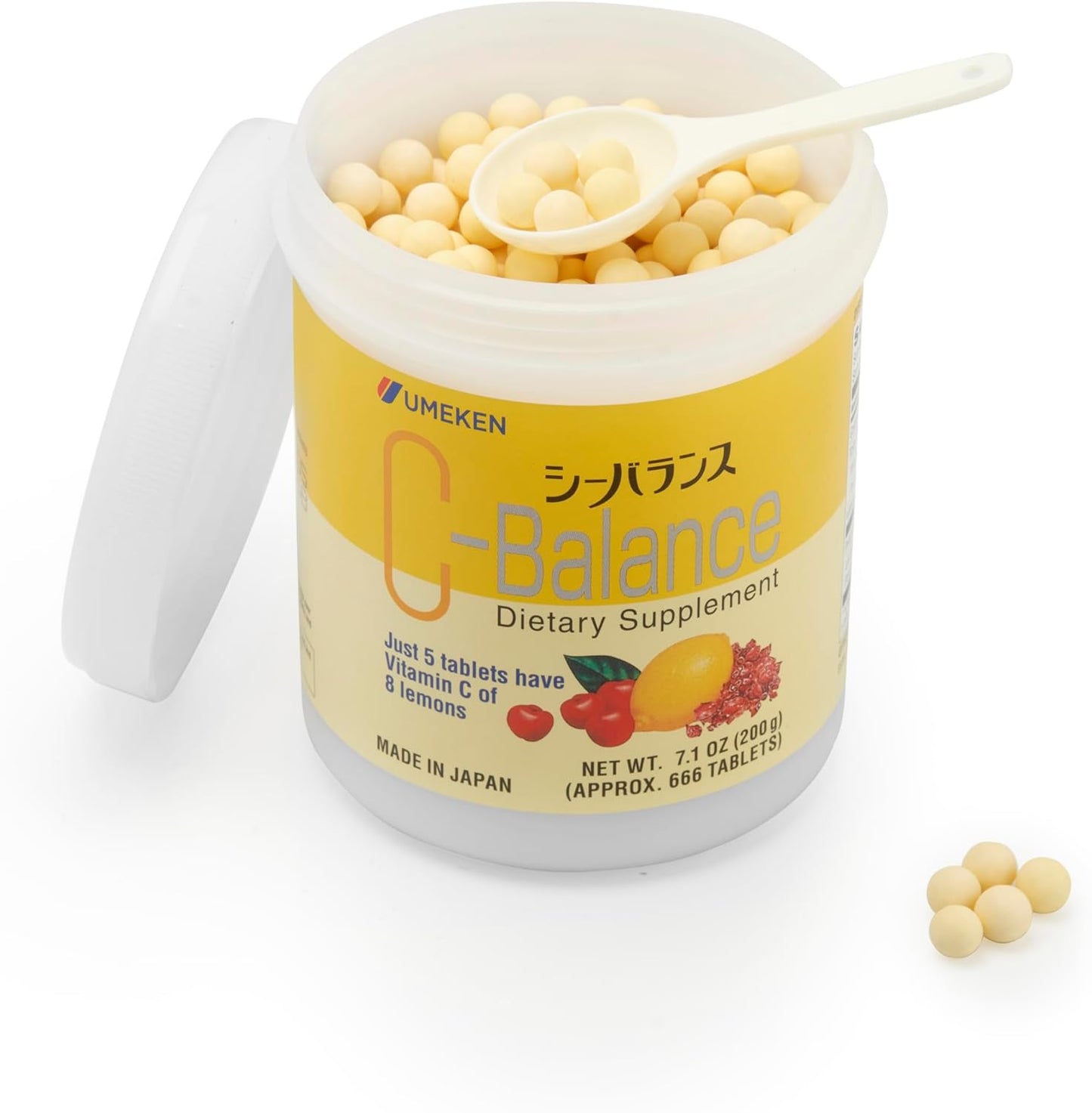 Umeken C-Balance Chewable Vitamin C Supplements, High Potency for Adults & Kids, Citric Acid & Gamma-linolenic Acid, 7.1oz, 200g, 4.5 Months Supply - Pack of 2