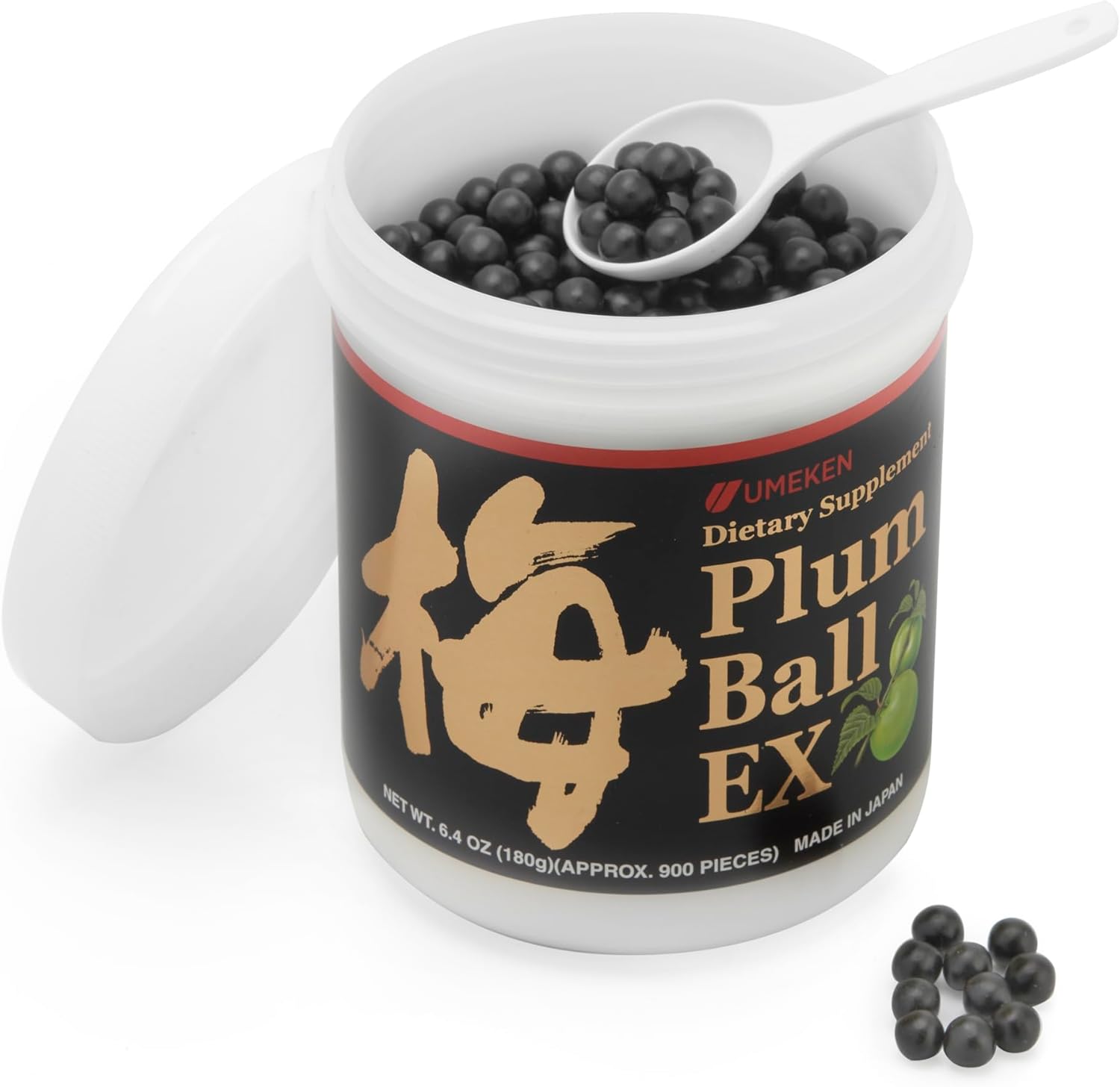Umeken Plum Ball EX Concentrated Extract with Antioxidants, Citric Acid, Mumefural – Japanese Green Plum Extract, 3 Month Supply, 6.4oz Bottle