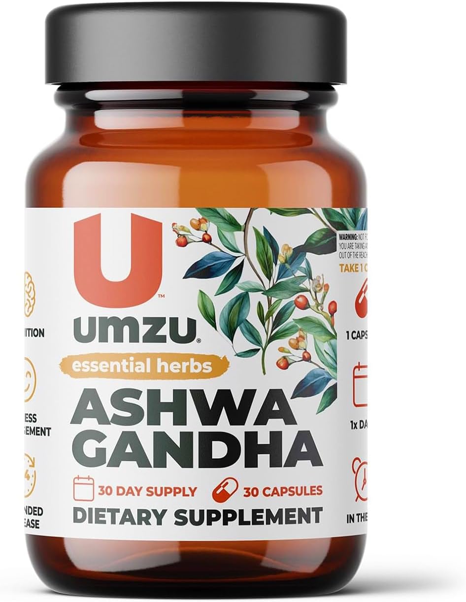 UMZU Ashwagandha Supplement for Stress & Memory Support - 30 Capsules, 24-Hour Extended Release Formula for Focus & Cognition