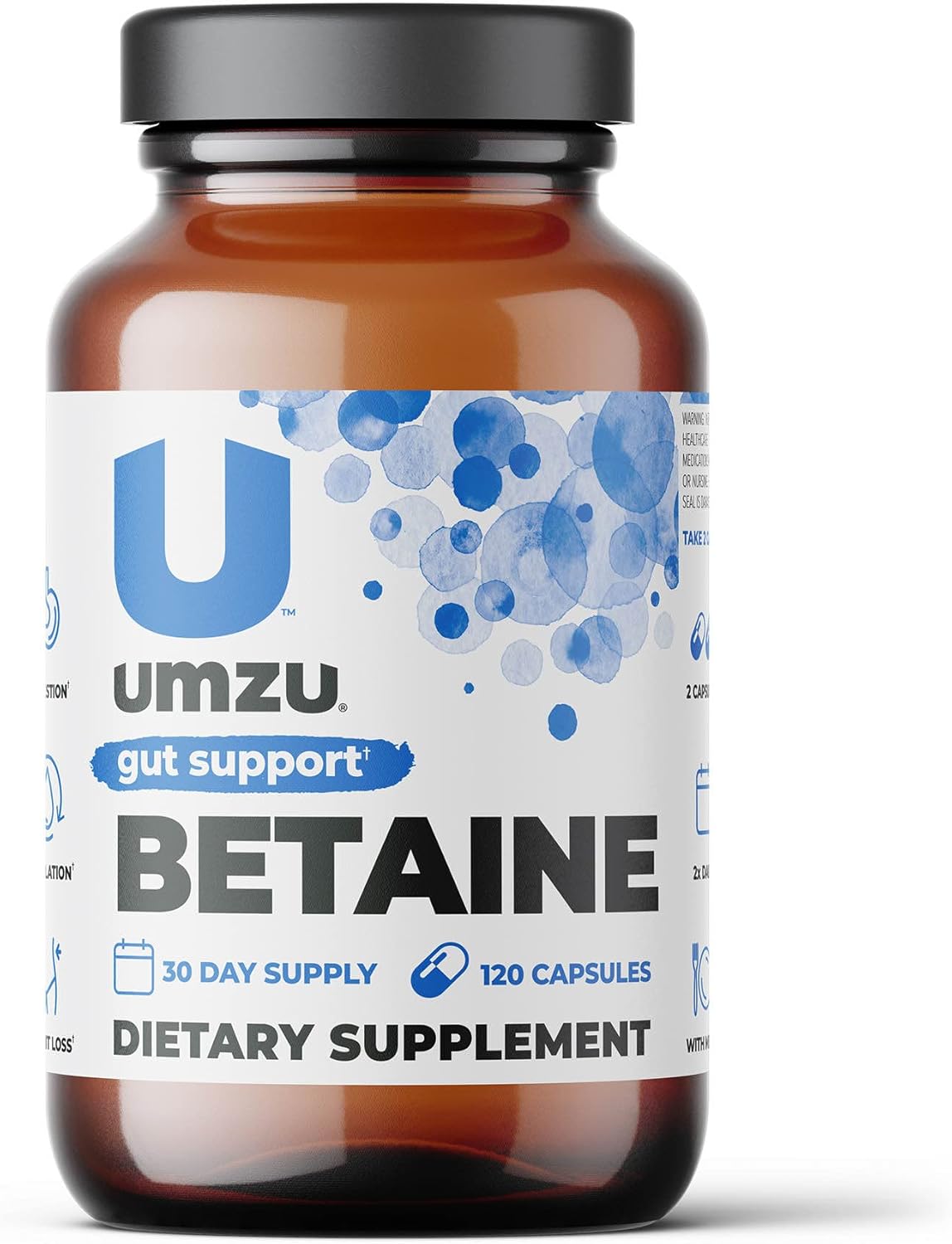 UMZU Betaine HCl Supplement | Promotes Digestive Health, Nutrient Absorption & Cardiovascular Support | Natural Gut Health Aid (120 Capsules)