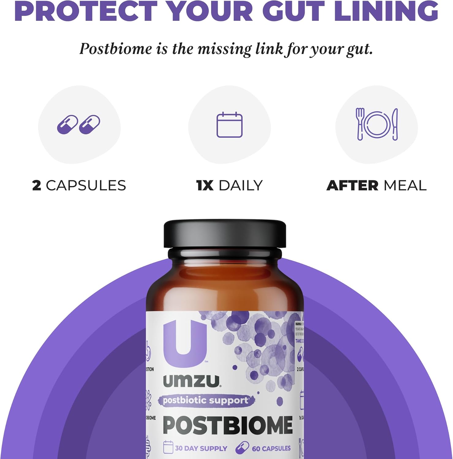 UMZU Postbiome Postbiotic Supplement with Tributyrin for Gut Health & Well-Being (60 Capsules)