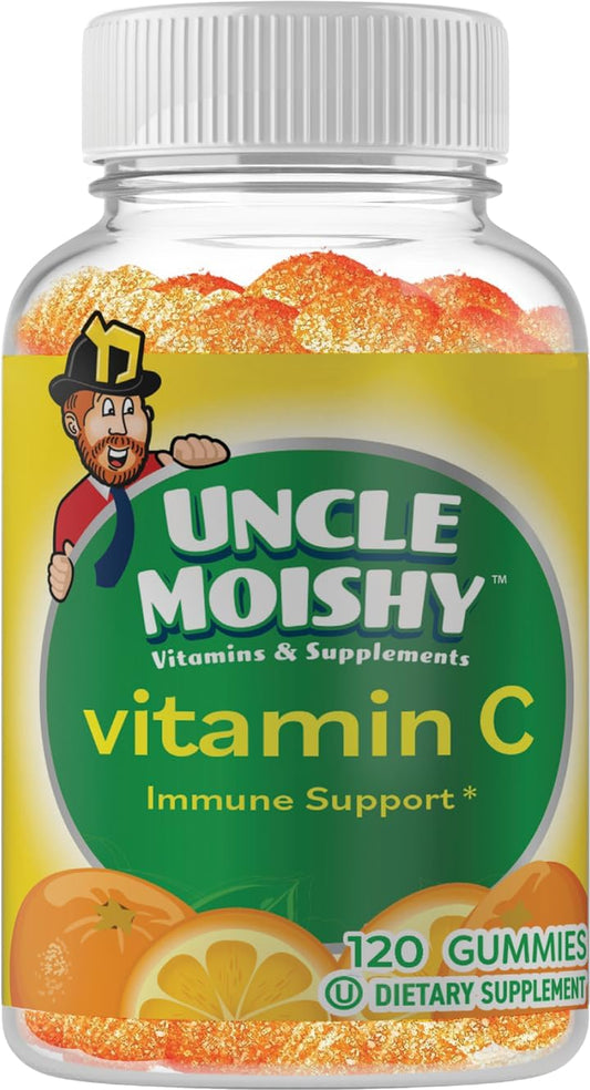 Uncle Moishy Vitamin C with Echinacea 120 Yummy Orange Gummy Bears - Immune Support Supplement